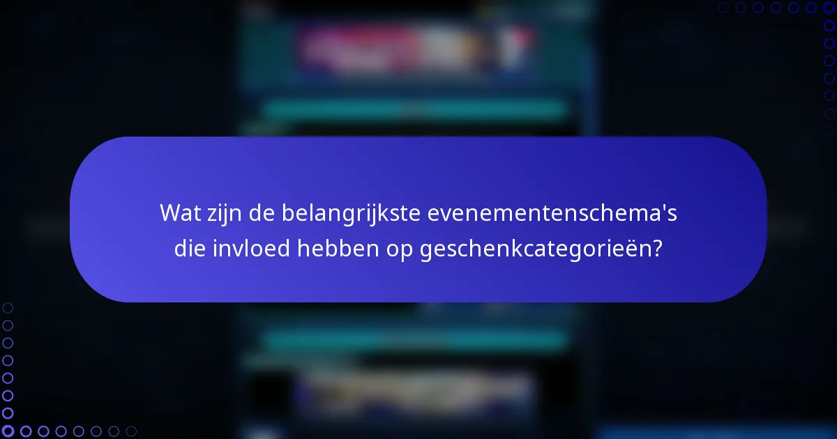 Wat zijn de belangrijkste evenementenschema's die invloed hebben op geschenkcategorieën?